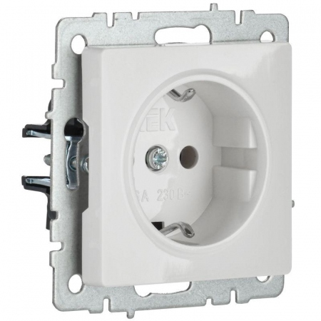 Розетка BRITE РС11-1-0-БрБ 16А с заземл. без защ. шторки механизм бел. IEK BR-R11-16-K01