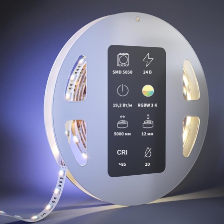 Лента светодиодная 24В 5050 19.2Вт/м 3000К IP20 (уп.5м) Maytoni 201134