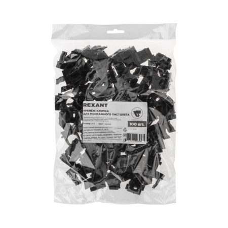 Держатель для труб (клипса) d16мм для монтажного пистолета черн. Rexant 28-0416-2