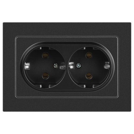 Розетка 2-м СП Accent 6-205-07 16А IP20 250В 2P+E Schuko AL/CU графит Intro Б0063496 Розетка 2-м СП Accent 6-205-07 16А IP20 250В 2P+E Schuko AL/CU графит Intro Б0063496