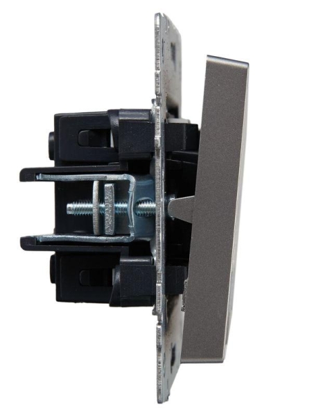 Выключатель 2-кл. СП BRITE ВС10-2-1-БрС 10А с индик. механизм сталь IEK BR-V20-1-10-K46