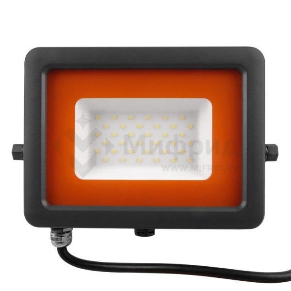 Прожектор светодиодный PFL-S2 30Вт 6500К IP65 220–240В ДО с клапаном закален. матов. стекло сер. JazzWay 2853295D