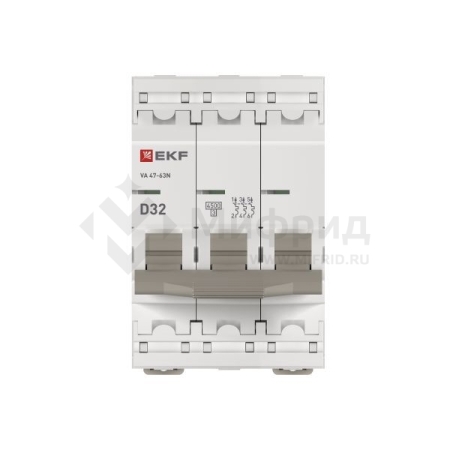 Выключатель автоматический 3п D 32А 4.5кА ВА 47-63N PROxima EKF M634332D