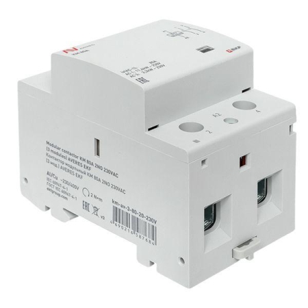 Контактор модульный КМ 80А 2NО 230В AC (3 мод.) AVERES EKF km-av-3-80-20-230V Контактор модульный КМ 80А 2NО 230В AC (3 мод.) AVERES EKF km-av-3-80-20-230V