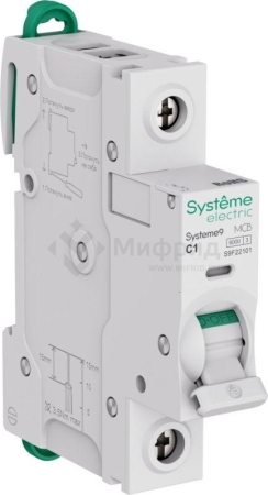 Выключатель автоматический 1п C 1А 6кА Systeme9 230В SE S9F22101