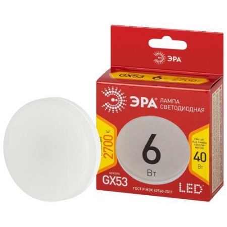 Лампа светодиодная RED LINE LED GX-6W-827-GX53 R 8Вт таблетка тепл. бел. Эра Б0054242