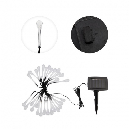 Светильник светодиодный садовый Каскад Сталактит 5м IP65 с аккумулятором и выносной солнечн. панелью 1м 2 режима работы (мигание и постоянное) Lamper 602-239