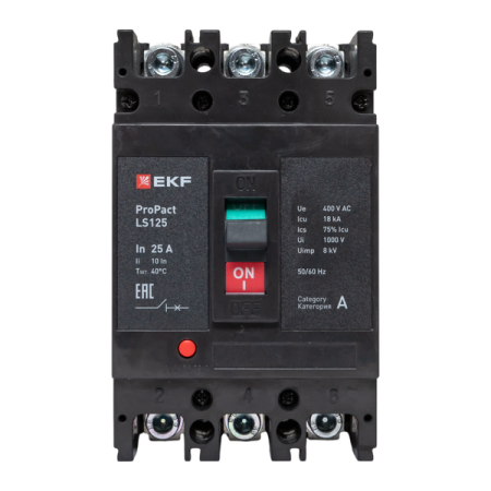 Выключатель автоматический 3п 25А 18кА LS125 ProPact EKF mccb-125-18-3-25-ls Выключатель автоматический 3п 25А 18кА LS125 ProPact EKF mccb-125-18-3-25-ls