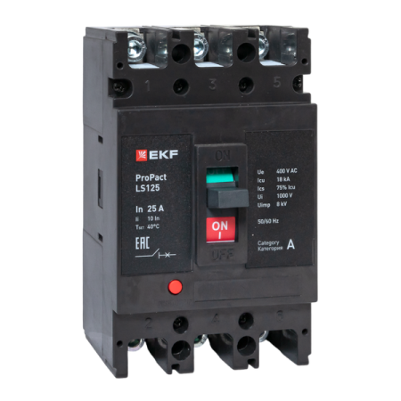 Выключатель автоматический 3п 25А 18кА LS125 ProPact EKF mccb-125-18-3-25-ls Выключатель автоматический 3п 25А 18кА LS125 ProPact EKF mccb-125-18-3-25-ls