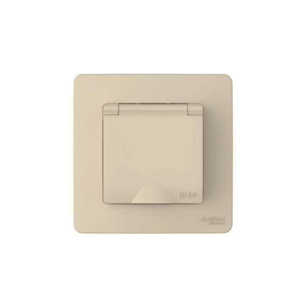 Розетка 1-м СП Blanca 16А IP44 250В с заземл. защ. шторки с крышкой беж. SE BLNRS441117