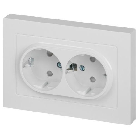 Розетка 2-м СП Accent 6-208-01 16А IP20 250В 2P+E Schuko со шторками AL/CU бел. Intro Б0063528 Розетка 2-м СП Accent 6-208-01 16А IP20 250В 2P+E Schuko со шторками AL/CU бел. Intro Б0063528