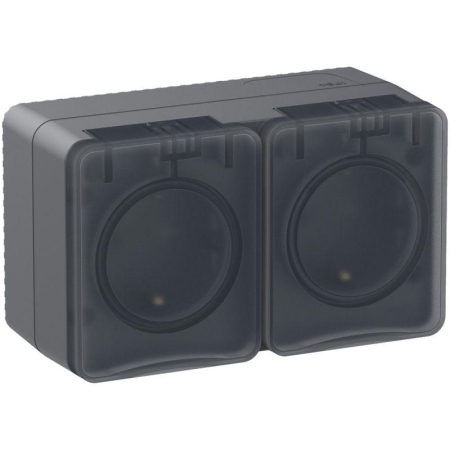 Розетка 2-м ОП AtlasDesign PROFI 16А IP54 заземл. защ. шторки антрацит SE ATN544026 Розетка 2-м ОП AtlasDesign PROFI 16А IP54 заземл. защ. шторки антрацит SE ATN544026