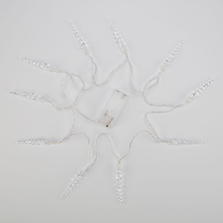 Гирлянда светодиодная "Сосульки" 1.5м 10LED бел. 0.1Вт IP20 провод ПВХ прозр. элементы питания 2хAA (не в компл.) Neon-Night 303-094