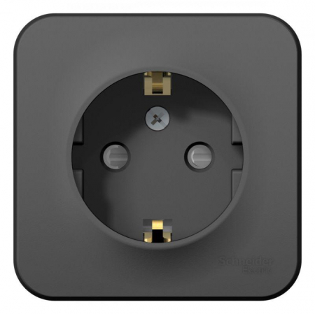 Розетка 1-м ОП Blanca 16А IP20 250В с заземл. защ. шторки с изолир. пластиной антрацит SE BLNRA011116 Розетка 1-м ОП Blanca 16А IP20 250В с заземл. защ. шторки с изолир. пластиной антрацит SE BLNRA011116