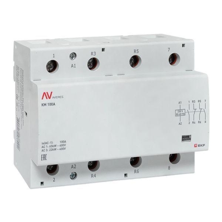 Контактор модульный КМ 100А 2NO+2NC 230В AC (6 мод.) AVERES EKF km-av-6-100-22-230V Контактор модульный КМ 100А 2NO+2NC 230В AC (6 мод.) AVERES EKF km-av-6-100-22-230V