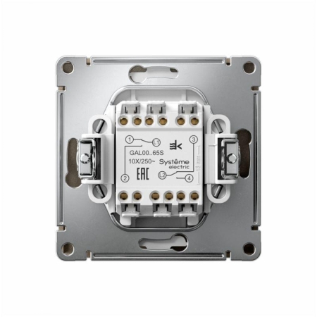 Переключатель 2-кл. ArtGallery 10AX быстрозажим. клем. механизм шампань SE GAL000565S