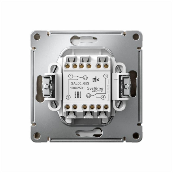 Переключатель 2-кл. ArtGallery 10AX быстрозажим. клем. механизм шампань SE GAL000565S