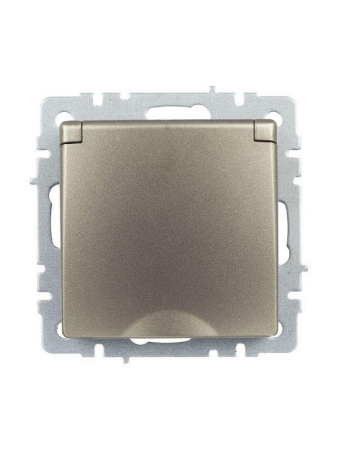 Розетка BRITE РСбш10-3-БрШ 16А IP20 с заземл. защ. шторки с крышкой механизм шампань IEK BR-R16-16-K37