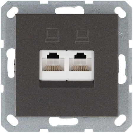 Розетка компьютерная 2-м RJ45 IP20 кат. 5E механизм мокко Jasmart G6106Z Розетка компьютерная 2-м RJ45 IP20 кат. 5E механизм мокко Jasmart G6106Z