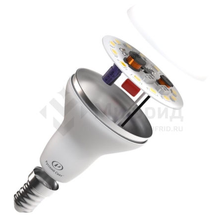 Лампа светодиодная RS LED R50 E14 7W 220-240V 7Вт рефлектор матовая 2700К тепл. бел. E14 560лм 220-240В Ra90 Русский Свет 15010645077