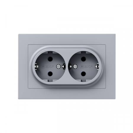 Розетка 2-м СП Эпика 16А с заземл. без защ. шторок с рамкой механизм алюм. EKF UP1-SOA-210 Розетка 2-м СП Эпика 16А с заземл. без защ. шторок с рамкой механизм алюм. EKF UP1-SOA-210