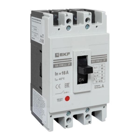 Выключатель автоматический 3п 63/16А 25кА ВА-99М PROxima EKF mccb99-63-16m Выключатель автоматический 3п 63/16А 25кА ВА-99М PROxima EKF mccb99-63-16m