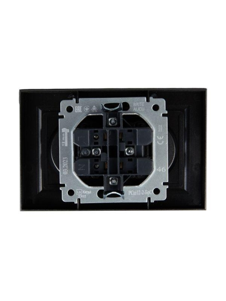 Розетка 2-м СП BRITE РСш12-2-БрС 10А в сборе без заземл. защ. шторки сталь IEK BR-R23-10-K46-F