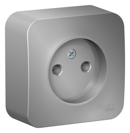 Розетка 1-м ОП Blanca 16А IP20 250В без заземл. без защ. шторок алюм. SE BLNRA000103