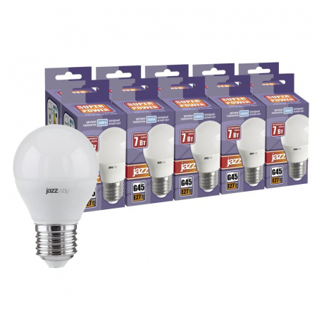 Лампа светодиодная PLED-SP 7Вт G45 5000К холод. бел. E27 230В 50Гц (уп.10шт) JazzWay 1028426 Лампа светодиодная PLED-SP 7Вт G45 5000К холод. бел. E27 230В 50Гц (уп.10шт) JazzWay 1028426