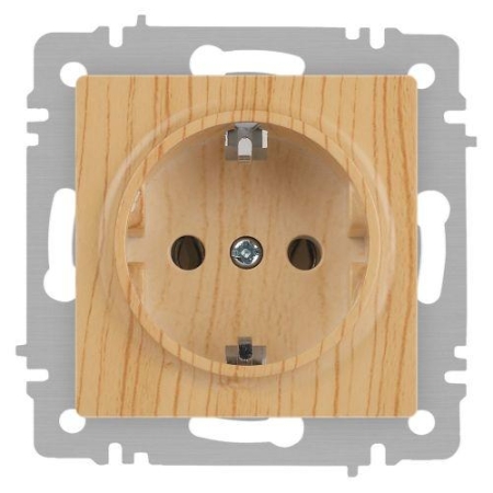 Розетка 1-м СП Accent 6-202-11 16А IP20 250В 2P+E Schuko сосна Intro Б0063706 Розетка 1-м СП Accent 6-202-11 16А IP20 250В 2P+E Schuko сосна Intro Б0063706