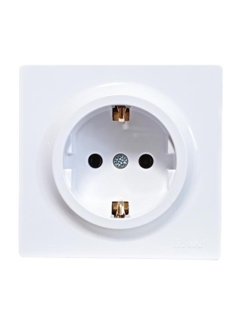 Розетка 1-м ОП LETO с заземл. ПБТ бел. LEZARD 752-0200-122B Розетка 1-м ОП LETO с заземл. ПБТ бел. LEZARD 752-0200-122B