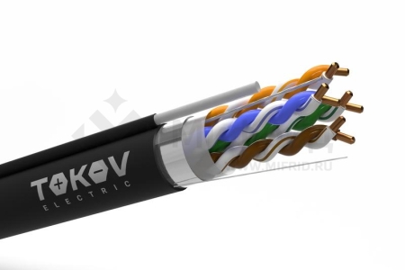 Кабель витая пара F/UTP 4х2х24AWG(0.48мм) + трос кат.5E PE outdoor Fluke tested 305м (м) TOKOV ELECTRIC TKE-C05-F/UTP-42-5E-305-ODC