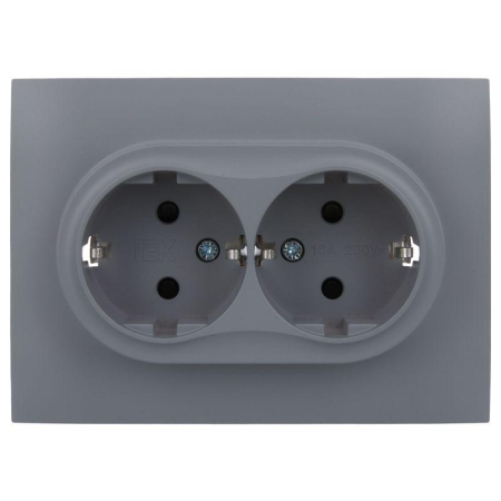 Розетка 2-м SKANDY 16А с заземл. защ. шторки в сборе SK-R07Gr сер. IEK SK-R24-16-K03-F