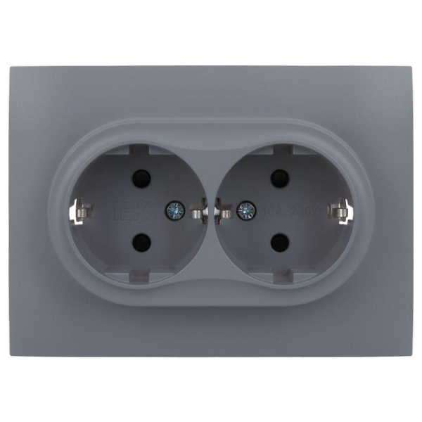 Розетка 2-м SKANDY 16А с заземл. защ. шторки в сборе SK-R07Gr сер. IEK SK-R24-16-K03-F
