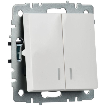 Выключатель 2-кл. СП BRITE ВС10-2-1-БрБ 10А с индик. механизм бел. IEK BR-V20-1-10-K01