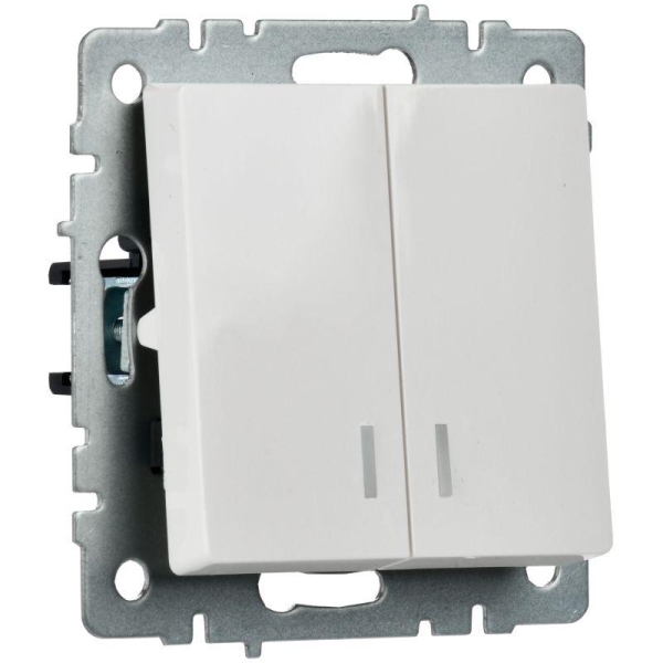 Выключатель 2-кл. СП BRITE ВС10-2-1-БрБ 10А с индик. механизм бел. IEK BR-V20-1-10-K01