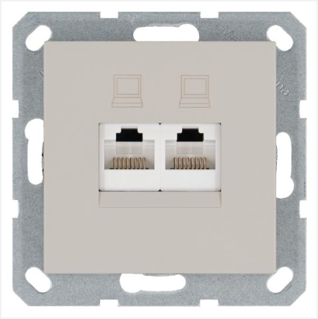 Розетка компьютерная 2-м RJ45 IP20 кат. 5E механизм тауп Jasmart G6106T Розетка компьютерная 2-м RJ45 IP20 кат. 5E механизм тауп Jasmart G6106T