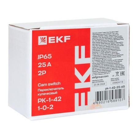 Переключатель кулачковый ПК-1-42 2п 25А "1-0-2" IP65 EKF pk-1-42-25-65 Переключатель кулачковый ПК-1-42 2п 25А "1-0-2" IP65 EKF pk-1-42-25-65