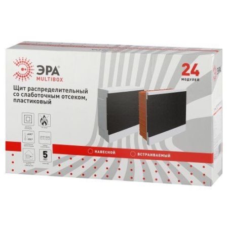 Щит распределительный со слаботочным отсеком MultiBox bs-24s навесной пластиковый 24 модуля IP41 Эра Б0059315