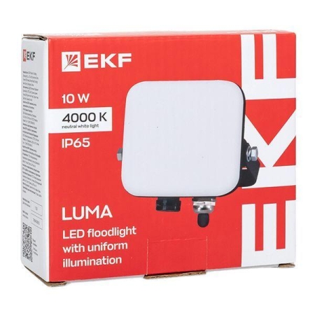 Прожектор светодиодный СДО-4001 10Вт 4000К IP65 с равномерной засветкой LUMA EKF FLL-4001-10-4000 Прожектор светодиодный СДО-4001 10Вт 4000К IP65 с равномерной засветкой LUMA EKF FLL-4001-10-4000