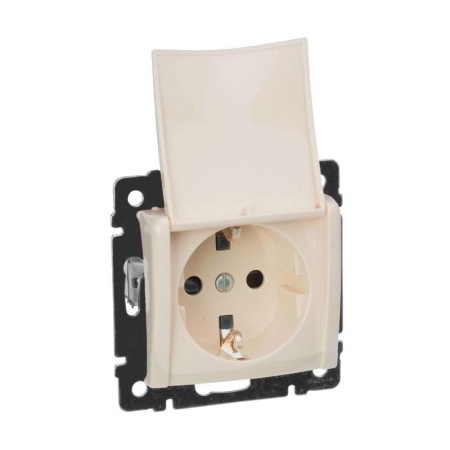 Розетка 1-м СП Valena 16А IP21 2P+E с заземл. защ. шторки с крышкой винты механизм сл. кость IEK 774322 Розетка 1-м СП Valena 16А IP21 2P+E с заземл. защ. шторки с крышкой винты механизм сл. кость IEK 774322