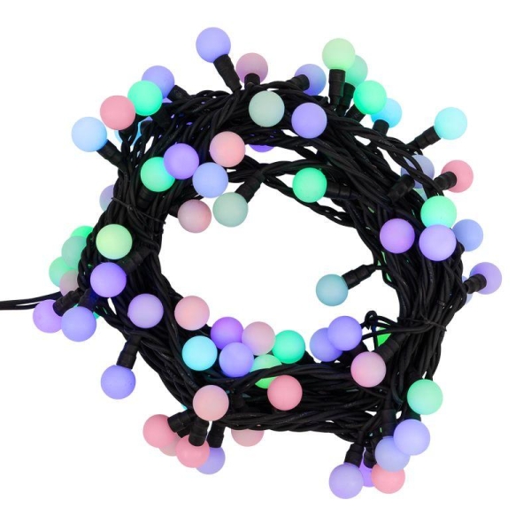 Гирлянда светодиодная "Мультишарики" 10м d17.5мм 80LED RGB 5Вт IP65 провод черн. каучук Neon-Night 303-679