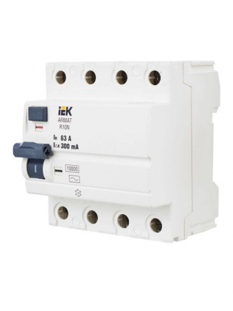 Выключатель дифференциального тока (УЗО) 4п 63А 300мА тип AC ВДТ R10N ARMAT IEK AR-R10N-4-063C300 Выключатель дифференциального тока (УЗО) 4п 63А 300мА тип AC ВДТ R10N ARMAT IEK AR-R10N-4-063C300