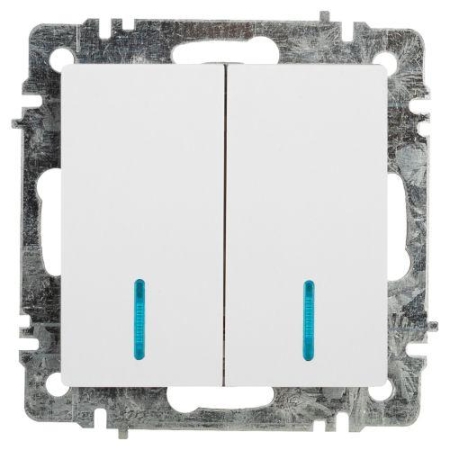 Выключатель 2-кл. СП Accent 6-105-01 10А IP20 250В с подсветкой AL/CU бел. Intro Б0063505