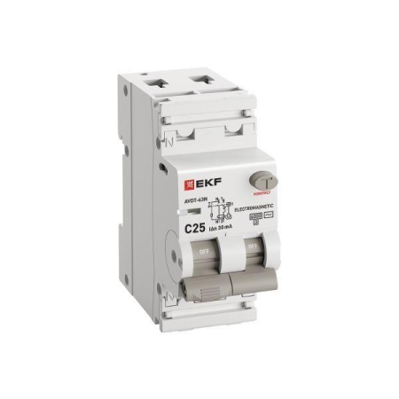 Выключатель автоматический дифференциального тока 2п (1P+N) C 25А 30мА тип AC 6кА АВДТ-63N (электромех.) PROxima EKF D63N26M25C30 Выключатель автоматический дифференциального тока 2п (1P+N) C 25А 30мА тип AC 6кА АВДТ-63N (электромех.) PROxima EKF D63N26M25C30