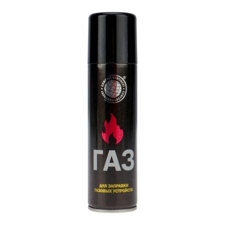 Газ для зажигалок 210куб.см (140мл) 80г с универс. переходником метал. баллон Rexant 09-1429