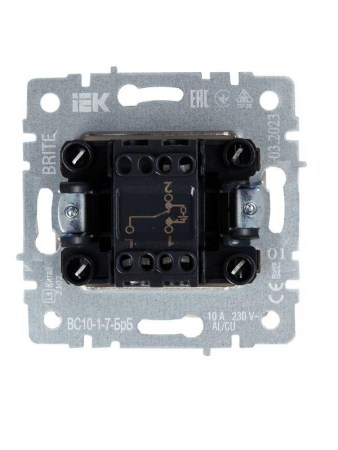 Выключатель проходной 1-кл. СП BRITE ВС10-1-7-БрБ 10А с индик. механизм бел. IEK BR-V12-1-10-K01