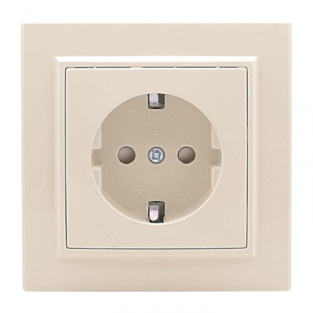 Розетка 1-м СП Минск 16А IP20 с заземл. защ. шторки беж. EKF ERR16-028-200 Розетка 1-м СП Минск 16А IP20 с заземл. защ. шторки беж. EKF ERR16-028-200