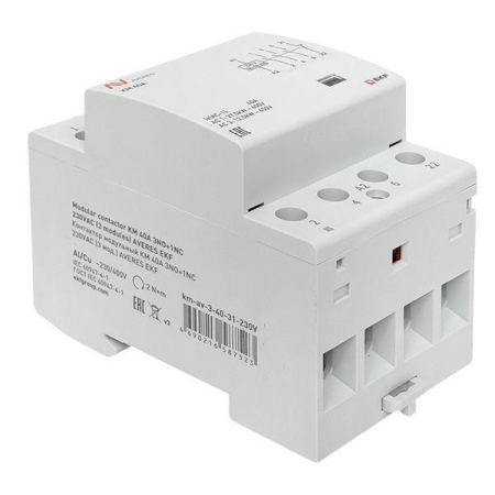 Контактор модульный КМ 40А 3NO+1NC 230В AC (3 мод.) AVERES EKF km-av-3-40-31-230V Контактор модульный КМ 40А 3NO+1NC 230В AC (3 мод.) AVERES EKF km-av-3-40-31-230V