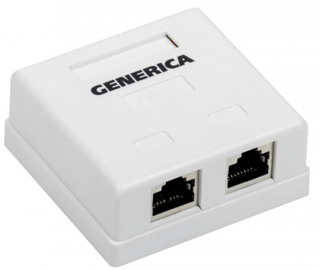 Розетка компьютерная 2-м ОП RJ45 кат.5E FTP GENERICA CS2-1C5EF-22-G Розетка компьютерная 2-м ОП RJ45 кат.5E FTP GENERICA CS2-1C5EF-22-G